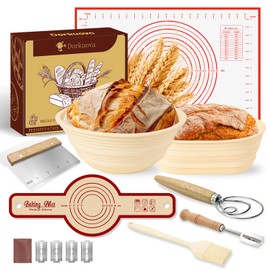 Dorkuova Silicone Proofing Basket,Silicone Banneton Basket,Sourdough Baking Kit 9.84Inch Round&10.63 inch oval ，Bread Basket Silicone (Yellow)