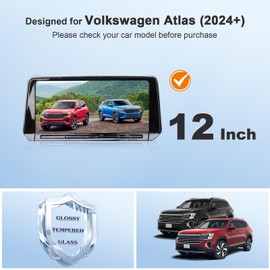 BSTW for 2024 VW Atlas Screen Protector for 2024 2025 Volkswagen Atlas Cross Sport/Atlas Peak Edition SE with Technology/SEL Premium R-Line 12" Display Tempered Glass Protective Film