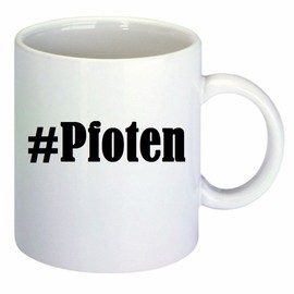 Kaffeetasse #Pfoten Hashtag Raute Keramik Höhe 9,5cm ? 8cm in Weiß