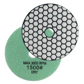 HXIN Diamond Dry Polishing Pads 4" 100mm for on Granite Marble Stone Concrete Tile Ceramic Floor Easily Connected to Hook & Loop Backing Holder Pads for Polisher (1, 1500 Grit)