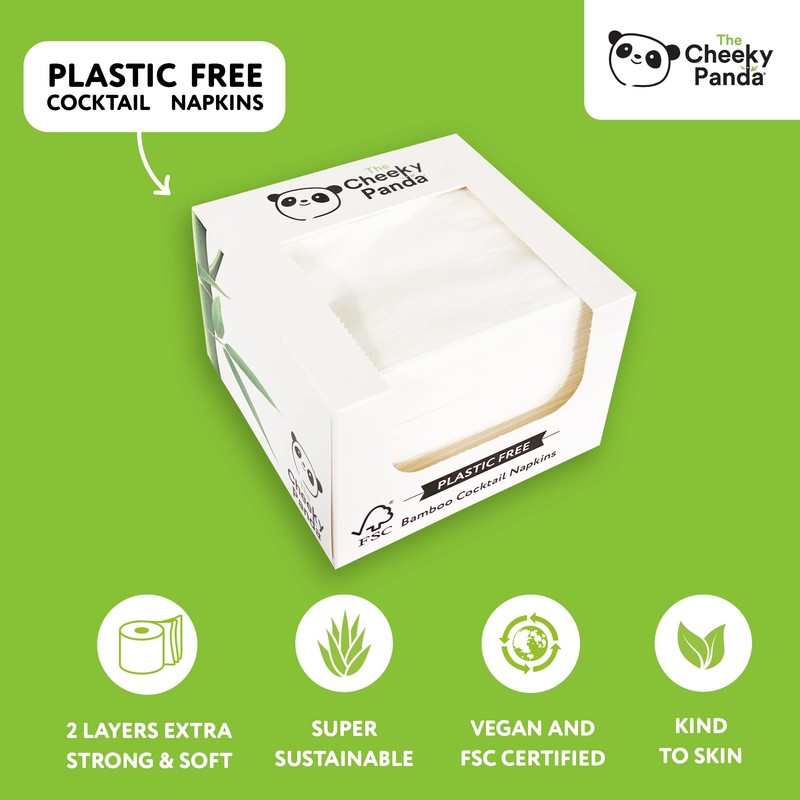 The Cheeky Panda Plastic Free Cocktail Napkins 4 Compartments 0.03