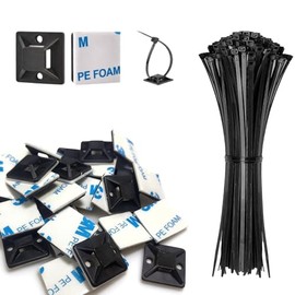 Kit de 50 piezas de montajes para bridas de cremallera con bridas de 6" y portacables cuadrados d...