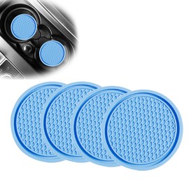 Sodcay 4 PCS Car Cup Holder Coaster, 2.75In PVC Anti Slip Cup Holder Insert Coaster, Honeycomb Waterproof Fixed Tea Coaster, Universal for Vehicle Interior Cup Mats (Blue)