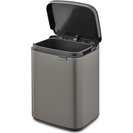 Brabantia Small Bo Trash Can 1.1 Gal - Easy Open, Soft Closing Lid, Hygienic, Space Efficient - for Bathroom, Home Office, Bedroom - Platinum - LWH 7.9 x 6.8 x 10.7