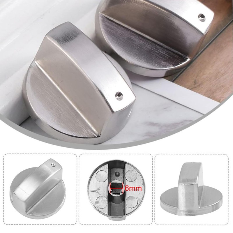 LICHUANUK 6 Pieces Universal Gas Cooker Knob 6 mm Metal