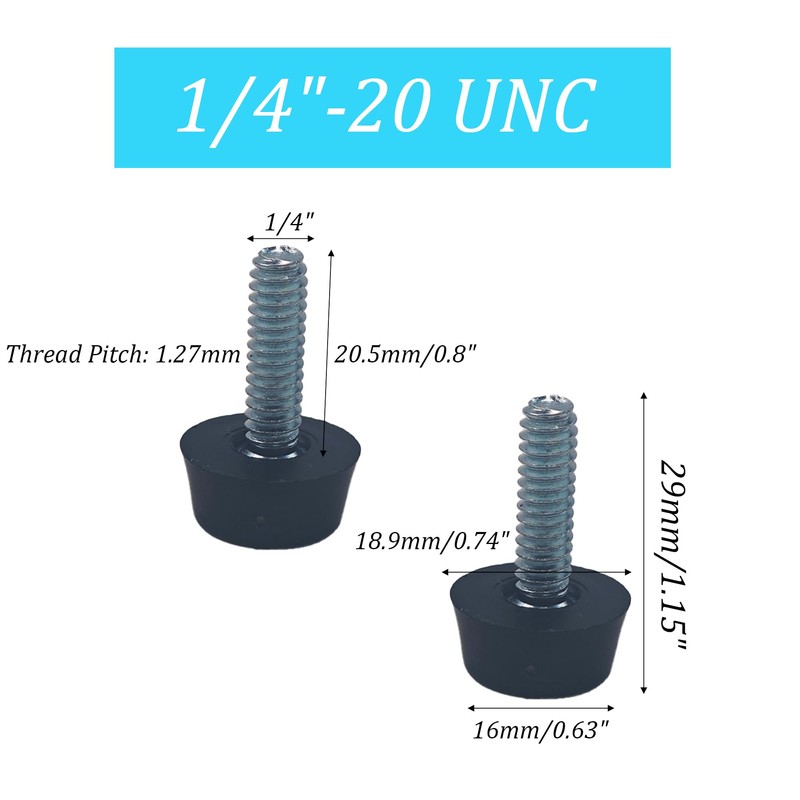 AUXBC 24PCS 1/4”-20 UNC Thread Adjustable Furniture Levelers, Heavy Duty