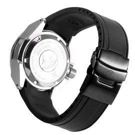 StrapXPro(SRX1A) 22mm Watch Bands Curved-End Rubber Watch Strap Replacement for Seiko Prospex Samurai Series & King Samurai Series Automatic Dive Watch SRPB09, SRPB51, SRPB53, SRPE35, SBDY065, SRPF79, etc. (Black with Black Clasp)