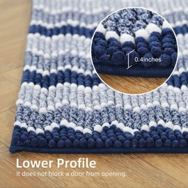 KASENTEX Set of 2 Non-Shedding Soft Luxury Bathroom Rugs 17x24, Absorbent Chenille Bath Mats, Durable Non-Slip Machine Wash Bath Carpet for Bathroom Floor, Navy Blue