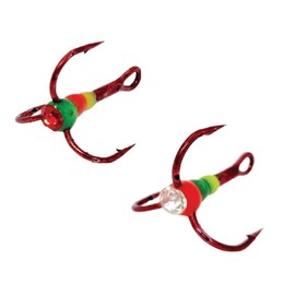 Vexan Crystal Reaper Treble Hooks with Glow Resin, Size 4, 12 PK