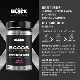 Black Supplements Aminoácidos Bcaas  Glutamina 1kg Moras                                                                                              