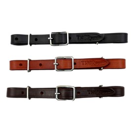 Thor Equine Western Chin Strap for Horses Prevents the Bit from Slipping, Curb Strap Made of 100% Soft Cowhide Leather with Silver Clasp Adjustable from 15 cm - 21 cm (Black)
