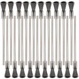 20PCS Wire Brushes with Extended Handle - Metal Rust Removal, Polishing, Cleaning - 6mm Diameter, 3mm Shaft, 100mm Length - Removes Burrs, Dust, and Oxide Layer - Handles Rough Surfaces