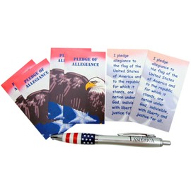 Westmon Works Patriotic Pen Set Pledge of Allegiance Cards and God Bless America USA Flag Pens, Pack of 6