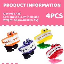 JYNVO Set of 4 Teeth Toys, Clock Movement Toy, Toy Teeth Eye Clockwork, Human Running Teeth, Running Teeth Dentist Gift, Christmas Birthday Gift