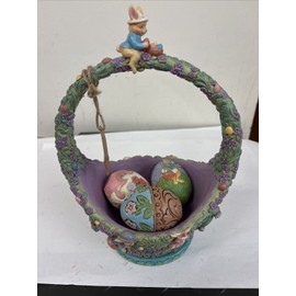 Enesco Jim Shore On The Hunt For Easter Surprises Basket Figurine with Eggs New in Box