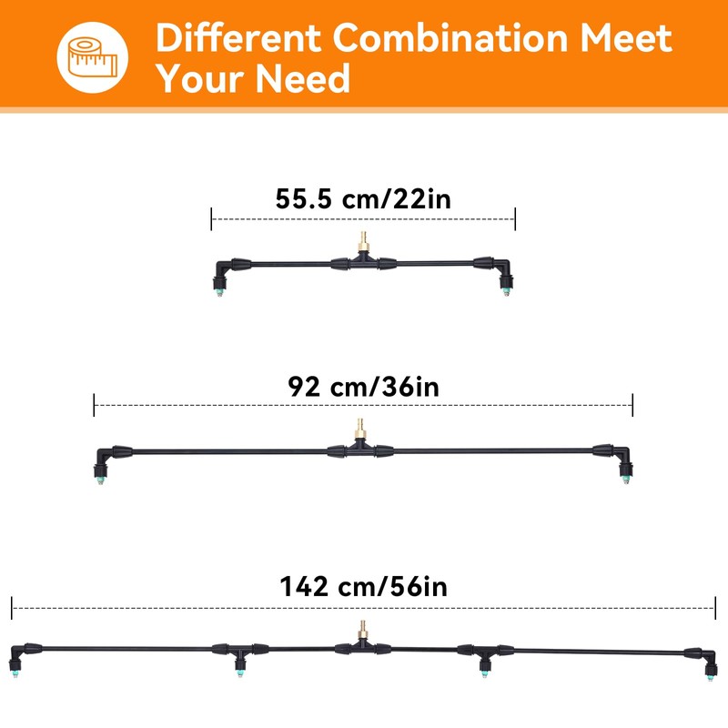 4-Nozzle Sprayer Boom Wand with 3/8" & 1/2'' Brass Fittings,