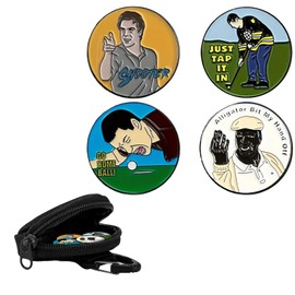 Viiotu Golf Ball Marker Set - 4 Unique Metal Golf Markers with Stylish Storage Pouch, Perfect Golf Accessories for Enthusiasts (Funny Designs Included) (Style 1, Alloy Steel)