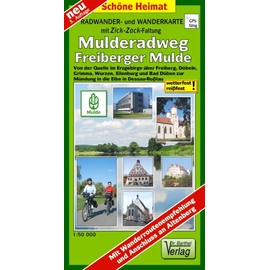 Radwander- und Wanderkarte Mulderadweg (Freiberger Mulde): Von der Quelle im Erzgebirge über Freiberg, Döbeln, Grimma, Wurzen, Eilenburg und Bad Düben ... Mit Wanderroutenempfehlung (Schöne Heimat)