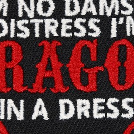 Dragon Iron-on Patch I'm no Damsel in Distress I'm a Dragon in a Dress Love Patches for All Fabrics | Quote Sticker to Iron on for Clothing | Fabric Applique | 100x60 mm