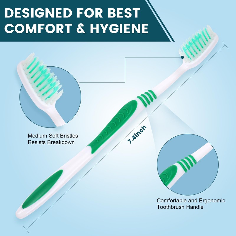 Navona 100 PCS Premium Individually Wrapped Bulk Toothbrush Pack, Disposable