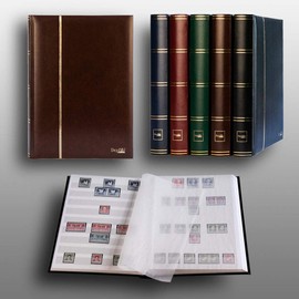 Prophila stockbook Stamp Album (New) 60 White Sides, Padded Brown Cover