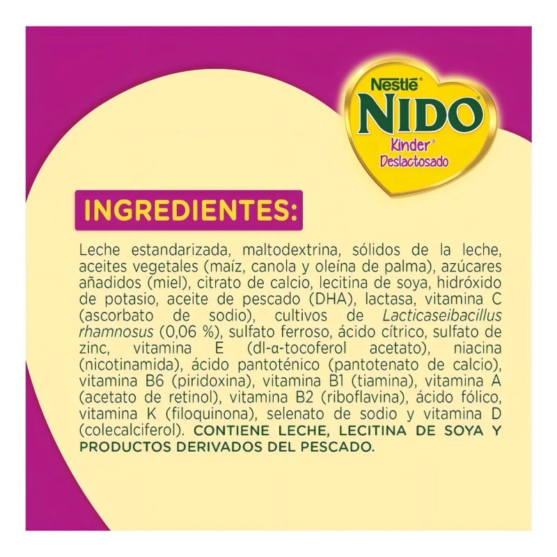 Leche Nido Kinder 1+ Deslactosada, 360gr Bebe Niño Y Niña