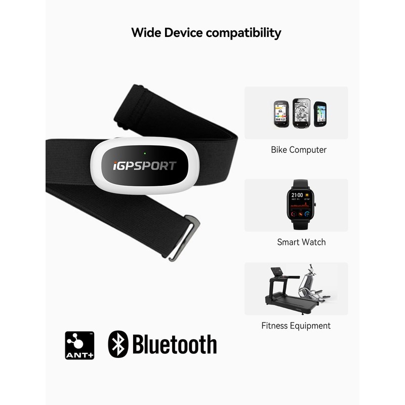 iGPSPORT HR50 Cycling Sports Sensor Chest Strap, Waterproof Bluetooth ANT+