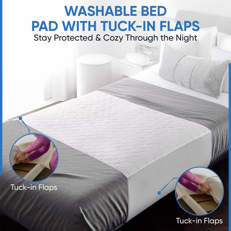 ViraCare 1 x Washable Incontinence Bed Pads with Tucks/Flaps |