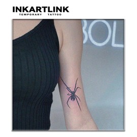INKARTLINK Tattoo Tech, 2 Sheets Large Semi Permanent Tattoo, Adult Art Design Temporary Tattoos, Lasts 1-2 Weeks, Waterproof, Realistic Look, No Adhesive, No Reflection (Long Legged Spider Design)