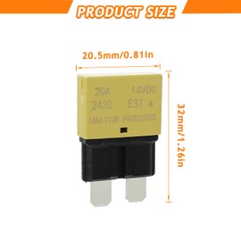 HUAREW Auto Reset Circuit Breaker Fuse E37 Low Profile ATC/ATO 14V DC 5A 10A 15A 20A 25A 30A Type 1 car Mini Fuses Circuit Breakers（6 pcs Mixed）