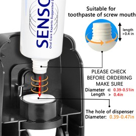 RIDGEPOLE Toothbrush Holder and Toothpaste Dispenser Set, Automatic Toothpaste Squeezer Dispenser, Dispenser Toothpaste Squeezer Kit, Wall Mounted Bathroom Accessories (Black)