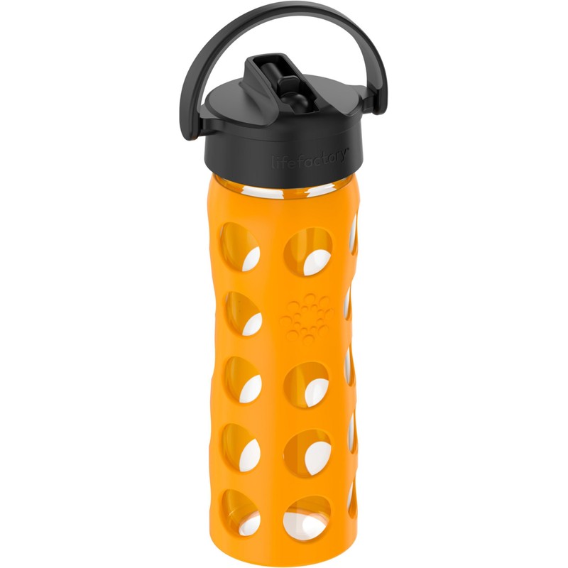Lifefactory 16-Ounce Glass Water Bottle with Pivot Straw Cap and