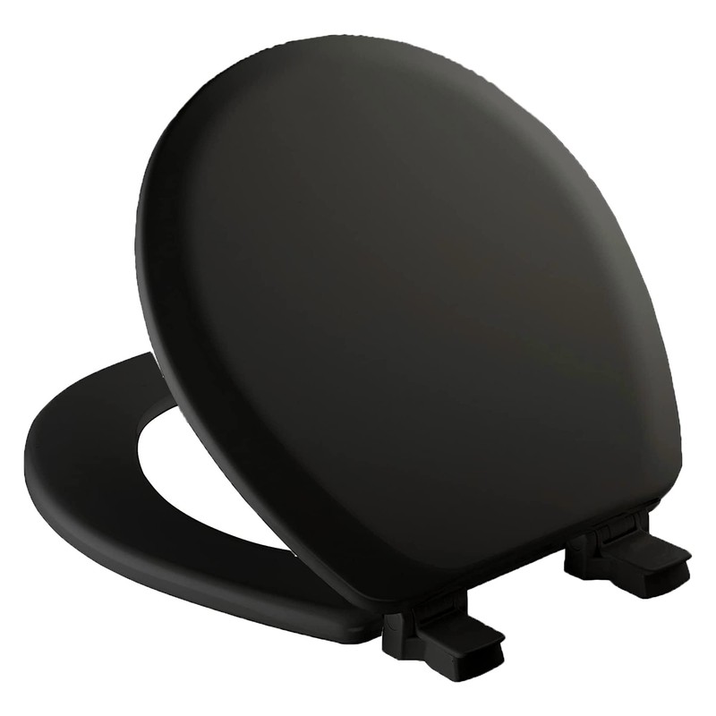Black Round Molded Wood Toilet Seat 17 Inches