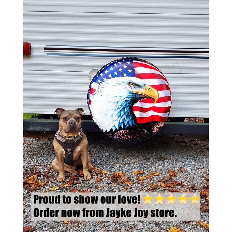 Spare Tire Cover, Wheel Cover with American Flag Eagle Waterproof