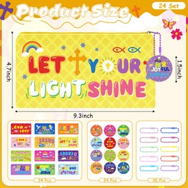 Cinrobiye 24Pcs Motivational Pencil Pouches with Inspirational Quote Tags，Colorful Pen Bags with Keychain Beads for Students Teachers Office School Rewards Back to School Gifts Party Supplies (Bible)