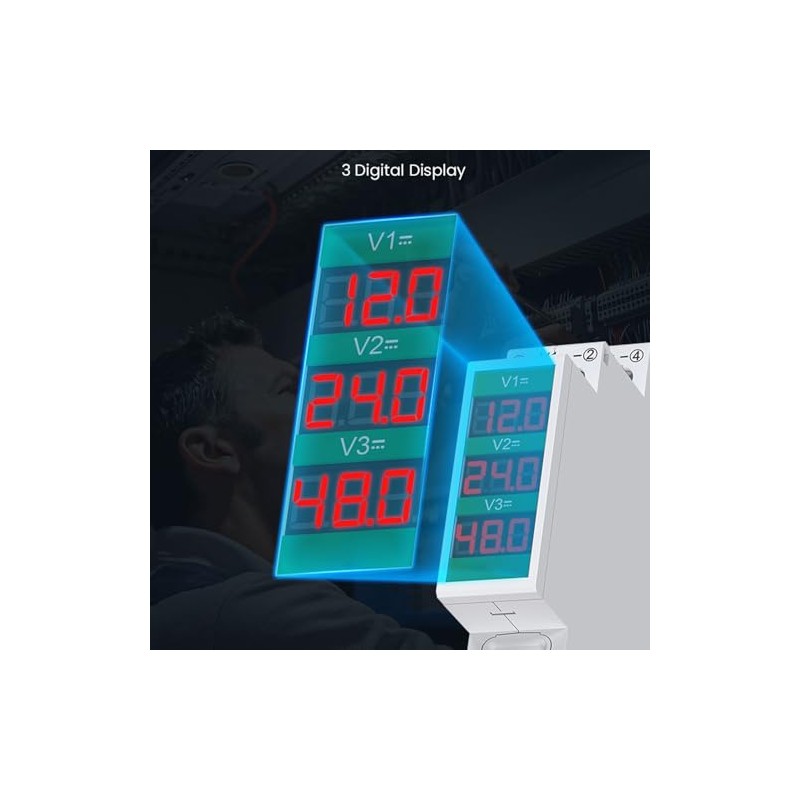 Garosa DIN Rail Voltmeter 3 Digits DC 11V to 310V