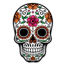 Sugar Skull Dia de Los Muertos - 12" Vinyl Sticker Waterproof Decal