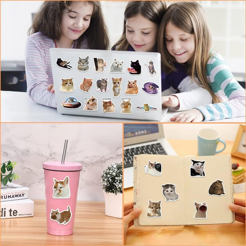 50 Stück Katze Aufkleber Pack Cat Sticker Set Wasserdichte Vinyl