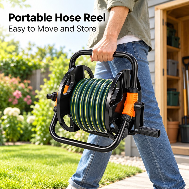 Portable Garden Hose Reel for Water Pipe Storage – Plastic
