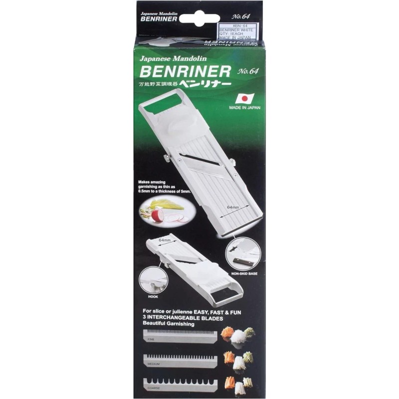 Benriner Mandoline Slicer, with 4 Japanese Stainless Steel Blades, BPA