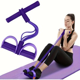 6-Tube Elastic Resistance Band for Exercise – Multi-Function Pedal Puller for Home Fitness, Yoga, Pilates, Stretching, Toning – Abdominal, Leg, Arm & Waist Workout – Durable Latex, Unisex (Purple)