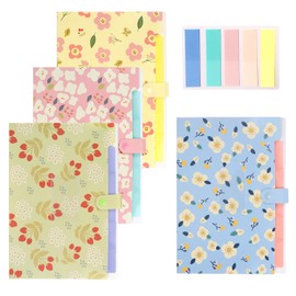 Tanstic 4Pcs A4 Expanding File Folders with Labels Assortment Kit, 4 Colors Accordion File Organizer with 5 Pockets, Portable Document Paper Organizer with Snap Button for School Office Supplies