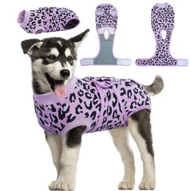 Kuoser Dog Recovery Suit for Dogs After Surgery,Professional Surgical Onesie for Female Male Dogs Spay Neuter,Soft Dog Surgery Suit Bodysuit for Abdominal Wounds Skin Disease,Purple Leopard S