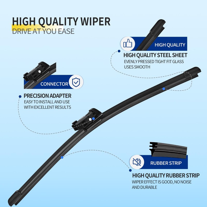 24"+19" Front Windshield Wiper Blades Compatible with VW Volkswagen Jetta