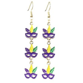Colorful Mardi Gras Hoop Earrings Funny Mask Enamel Earrings Shinning Mardi Gras Theme Acrylic Drop Dangle Earrings Holiday Carnival Parade Jewelry Gifts-Style 5