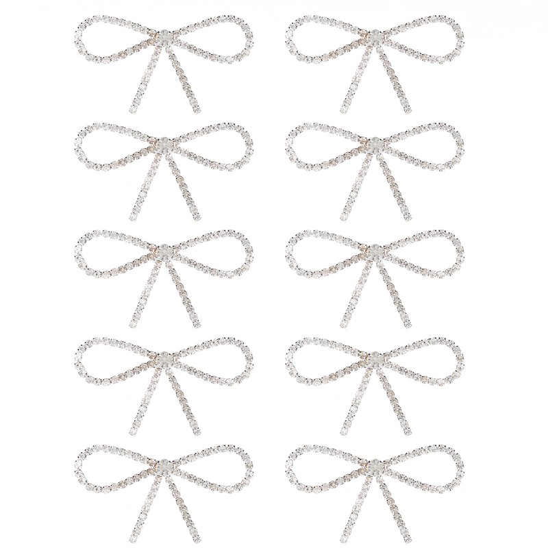 10Pcs Diamond Rhinestone Bow Glass Flash Brooch Claw Chain Suit