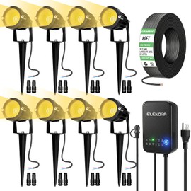 Elenora All-in-One Low Voltage Landscape Lighting Kit, 6W Landscape Spotlights with 80W Transformer & 80FT Wire & Connectors, 2700K Warm White LED Spot Lights Waterproof for Yard Garden Tree, 8 Pack