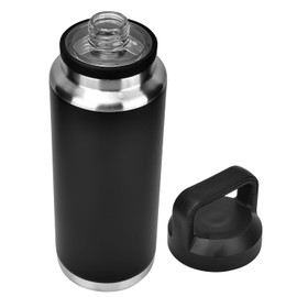 1100ml/37OZ Bottle and Vacuum Insulated Stainless Steel Metal Water Bottle with Chug Cap,Reusable Leak Proof BPA-Free Flask for Sports (Black, 1100ml)
