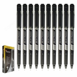 DOLLAR FineLINE Fineliner Pens, BLACK, Fine Point (0.3mm), Pack of 10, Ideal for Writing Drawing Sketching Colouring Drafting Calligraphy Marking