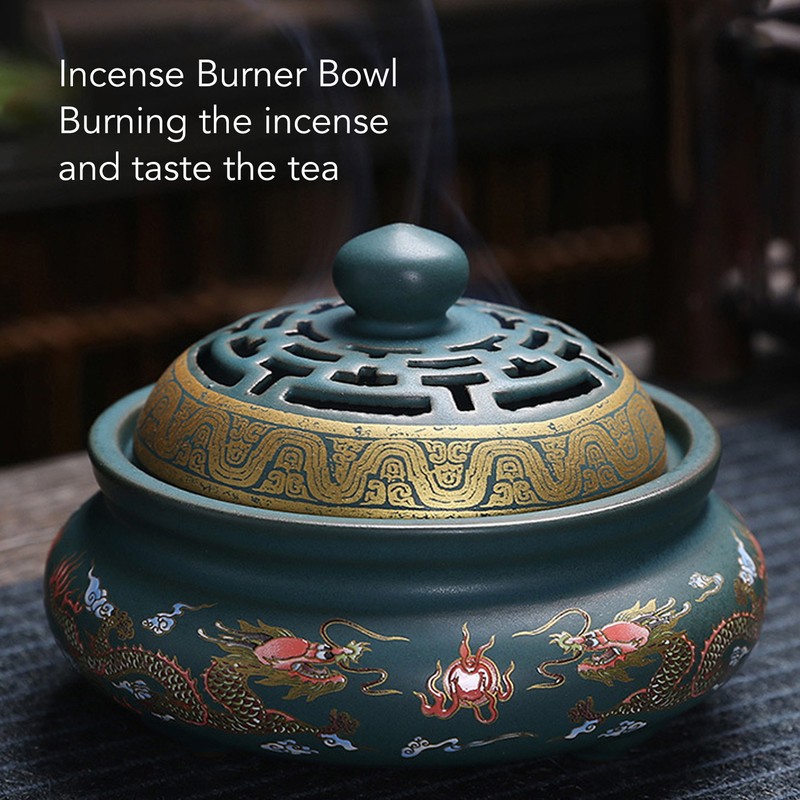 Incense Burner Ceramic Colour Enamel Exquisite Pattern Retro Incense Cone